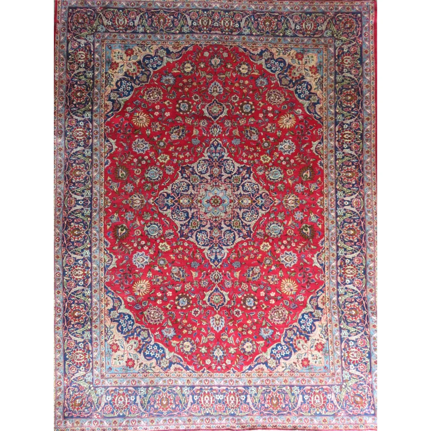 One Of The Kind Hand-Knotted Persian Wool Rug _ Luxurious Vintage Design, 13'4" x 10'3", Artisan Crafted